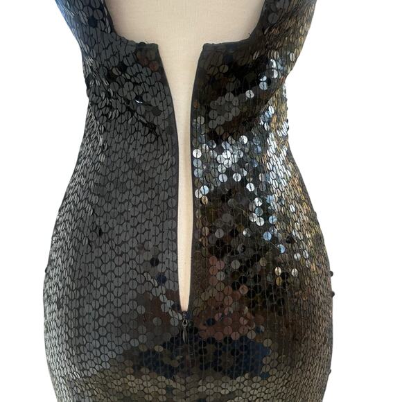 VTG Cache Little Black Dress Sz 4 Sequins Mini Bodycon Halter 90s Y2K Clubwear - Picture 7 of 12